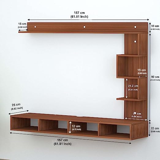 Image of Anikaa Casey Engineered Wood Wall Mount TV Unit /TV Cabinet /TV Entertainment Unit - Ideal for Upto 55 inch (D.I.Y) (Walnut)