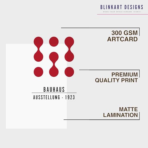 Image of BLINKART Vintage Bauhaus Retro Geometric Aesthetic Poster Gallery | Colorful Wrap Framed For Home Office Studio Living Room Modern Art Studio Decoration Abstract Shapes | (d85) | 13x10 Inch