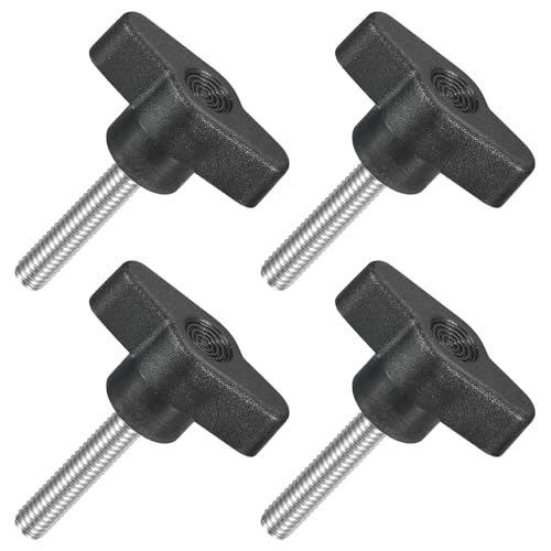 QUARKZMAN 4pz Manopole ad Alette a T a Farfalla, Manopola Serraggio Vite M6 x 30mm Filettatura Maschio Viti Acciaio Inossidabile 304 Maniglia 36mm Dia per Sostituzione Manopola, Nero