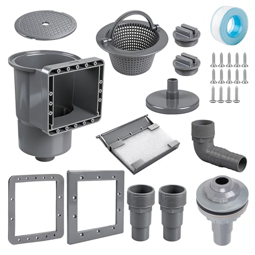 efuturetime Kit Skimmer de Surface 10 Pièces, Panier de Skimmer Piscine, Buse d'aspiration et Raccord de Tuyau 32/38 mm pour Nettoyage Piscines Hors-Sol et À Parois en...