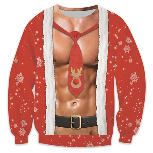 Funny Belly Unisex Ugly Christmas Jumper Sweater - Santa Jacket 3D Digital Print Sweatshirt Set 13