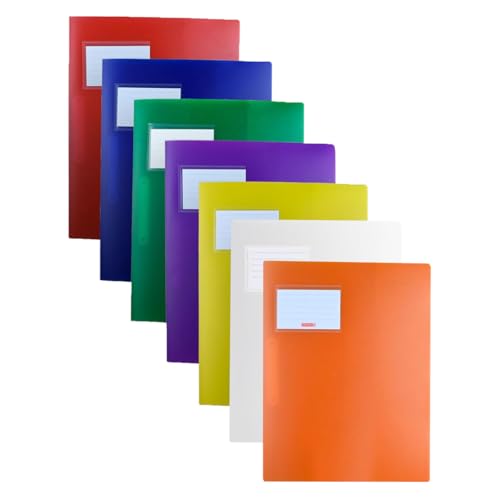Brunnen | stabile Plastik Schnellhefter FACT!pp 7er Set für Format A4, aus transluzentem PP, mit Namensschild mit Einstecktasche innen, rot, orange, gelb, grün, blau, lila und weiß deckend (neu)