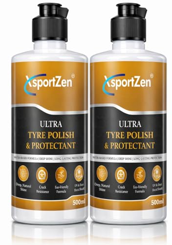 Image of Ultra Tyre Polish & Protectant 500ml | Shine Liquid | Deep Black Gloss, UV & Crack Protection | Non-Greasy Tyre Care for Cars & Bikes (Double Pack - 500 ml x 2)