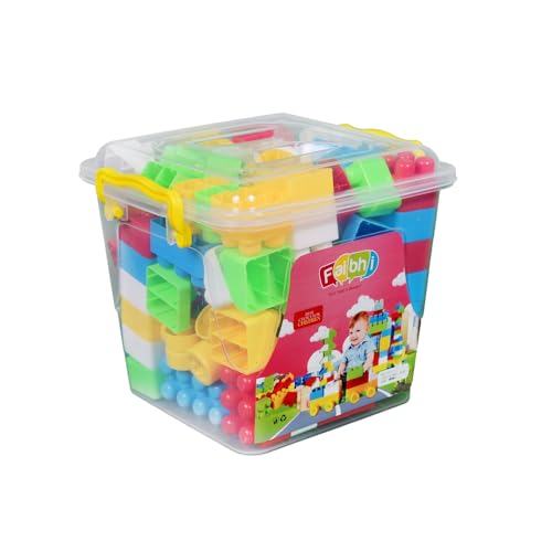 Image of Mega Building Blocks Toy Set with Storage Container, 85 Pcs, Kids 3+ Yrs