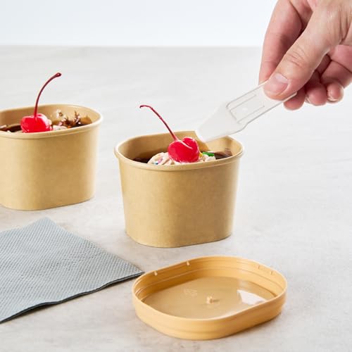 Image of Coppetta 4 Ounce Dessert Cups, 200 Greaseproof Ice Cream Cups - Lids Sold Separately, For Hot And Cold Foods, Kraft Paper Yogurt Bowls, Disposable,For Sundaes, Mousse Or Puddings - Restaurantware
