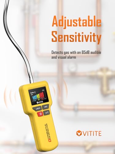 Gas Leak Detector, VITITE Natural and Propane Gas Detector for Home and RV, with Illuminated Flexible Probe, Locating The Source of Combustible Gas Leaks (Includes Battery x3 & Storage Bag) - Yellow - Thumbnail 5