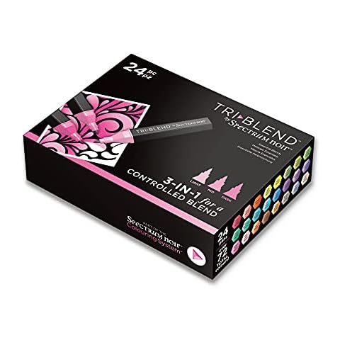 Spectrum Noir Triblend Alcohol Markers Unique 3-in-1 Blendable Effect-24 Coloured Pen Kit Shades, Essential Blends, one Size Cover