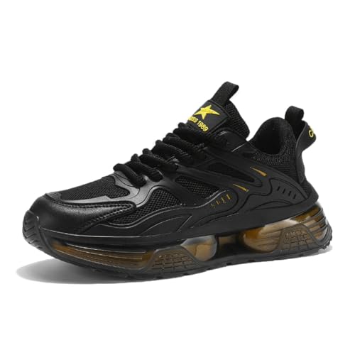 Image of Men's Chunky Sneakers: Mesh Breathable Upper, Air Cushion Sole, Sleek Structural Detailing-Trendy Casual Style for Daily Wear, Street Outfits & Urban Fashion Ensembles