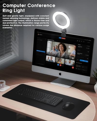 Ringlicht für Computer-Videokonferenz – Webcam-Licht für Monitor, Clip, Fernarbeit, Entfernung, Lernen, Zoom, Anruf, Selbstübertragung und Live-Streaming, Influencer-Licht, Laptop, Videokonferenzen 6