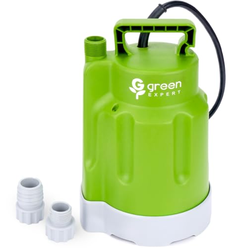 Green Expert 1/4HP Submersible Sump Pump, High Flow 1800GPH, 28FT Max Head, Portable Utility Water