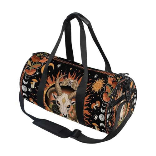 Bolsa de gimnasio ligera con bolsillo interior y estampado gótico de calavera para hombre y mujer