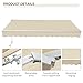 Outsunny 12' x 8' Retractable Awning Patio Awnings Sun Shade Shelter with Manual Crank Handle, 280g/m² UV & Water-Resistant Fabric and Aluminum Frame for Deck, Balcony, Yard, Cream White
