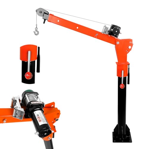 Image of 1600lbs Pickup Truck Crane, 360° Swivel Truck Bed Crane with 3500lbs Electric Winch & 3-Stage Telescoping Boom, Truck Bed Unloader for Engine Hoist & Loading