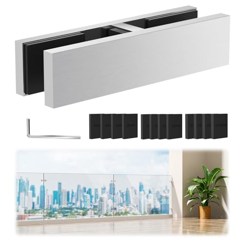 Railing Glass to Glass Clamp, 180 Degree Stainless Steel 304 Bracket for Balustrade, Double Sided Railing Clip Holder Stabilizer with Rubber Gaskets For Fence, Balcony Deck, Indoor &amp; Outdoor