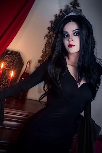 JPXH Damenkleid für Erwachsene, Übergröße, lang, schwarz, Halloween-Kleid, Kostüm, Party, erste Wahl, Schwarz, L