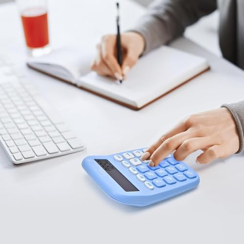 Image of Calculator, 12 Digit Big Buttons Easy to Press Office Calculator for Desk, Large Display Adding Machine (Blue)