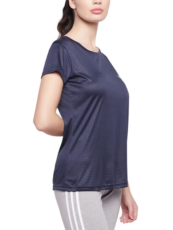 Image of Clovia Women's Honeycomb Print Active Regular Fit T-Shirt