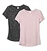 icyzone Damen 2-Pack Kurzarm Shirt Atmungsaktiv Oberteile Fitness Gym Top Casual T-Shirt (M, Black/Cameo Brown)