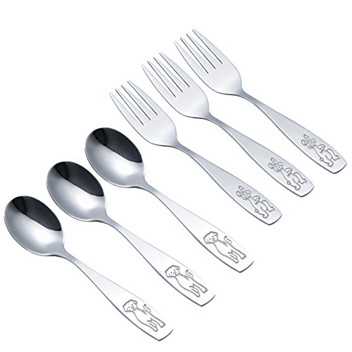 Sunwinc 6-Piece Kids Spoon and Fork Set.Stainless Steel 18/0.Baby Spoon Toddler Fork Cutlery Set.Kids Utensil Toddlers Silverware Tableware Dinnerware Set,Child Baby Spoon and Fork