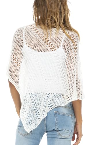 Back From Bali Womens Lightweight Knit Poncho Sweater Sheer Pullover Shrug Shawl Summer Cover Up2