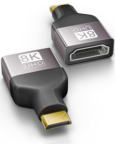 Image of FEDUS EIKON Mini HDMI to Standard HDMI Adapter 8K@60Hz, 4K@144Hz, 2K@240Hz, Male to Female Converter, 48Gbps, support HDR, 3D for DSLR Camera, Camcorder, Laptop, Pi Zero, Monitor, Desktop, Projector