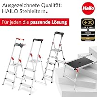 Hailo L100 Topline Alu-Sicherheits-Stehleiter - 7 XXL-Stufen bis 150 kg - Stehleiter mit ausziehbarem Haltebügel, Plattformverriegelung - viel Zubehör - klappbare Aluleiter Made in Germany - schwarz – Ansicht 6