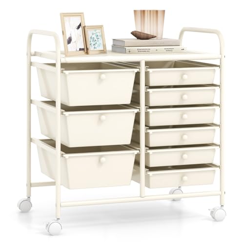 RELAX4LIFE 9 Drawer Rolling Storage Cart - Mobile Drawer Carts