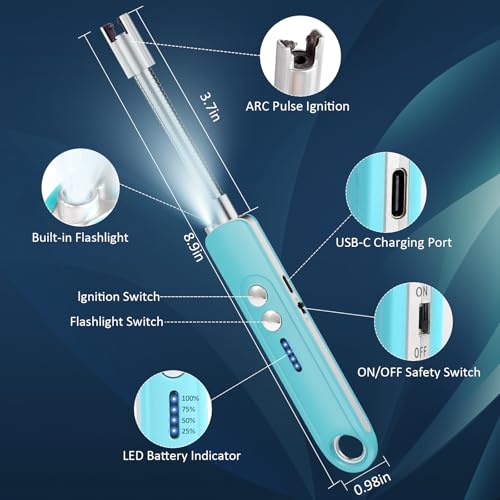 Encendedor eléctrico recargable USB con cuello flexible azul miniatura 2