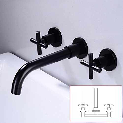 Robinet de lavabo mural noir pour éliminer le calcaire du plan