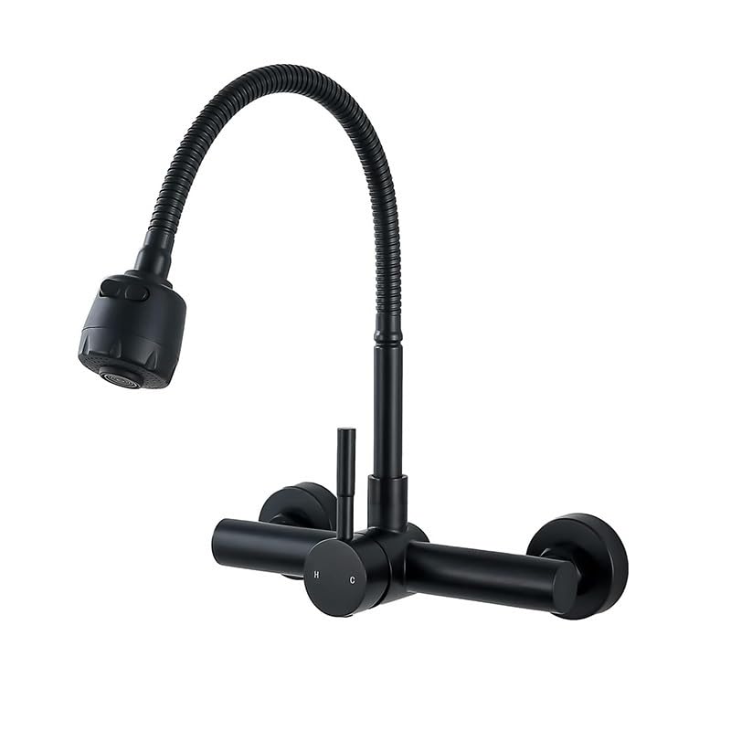 Grifo de cocina giratorio de 360° negro mate de acero inoxidable KLVN