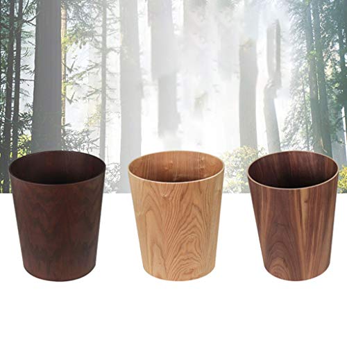 Vuilnisbakken Niet-overdekte houten vuilnisbak met grote opening eenvoudige ronde vatvormige afvalpapier mand Woonkamer… - Image 6