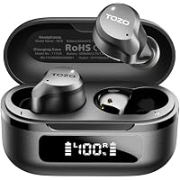 Tozo IPX8 Waterproof Hybrid Active Noise Cancelling Wireless Earbuds with 59H Playtime, 6 Mics ENC Clear Call (NC900, Dark Black)