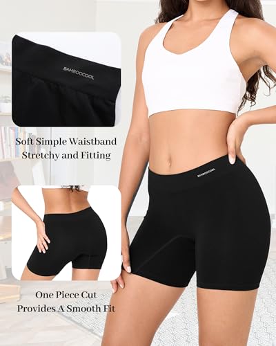 Image of BAMBOO COOL Womens BoyShorts Underwear Seamless Boxer Briefs Mid Rise Full Coverage Breathable Stretch Ladies Panties 5 Pack