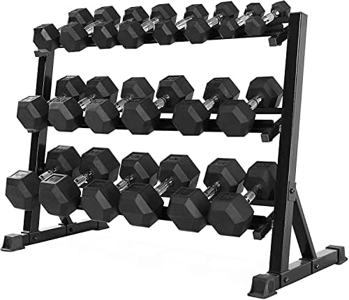 MAGMA Rubber Hex Premium Dumbbell Sets with Storage Racks