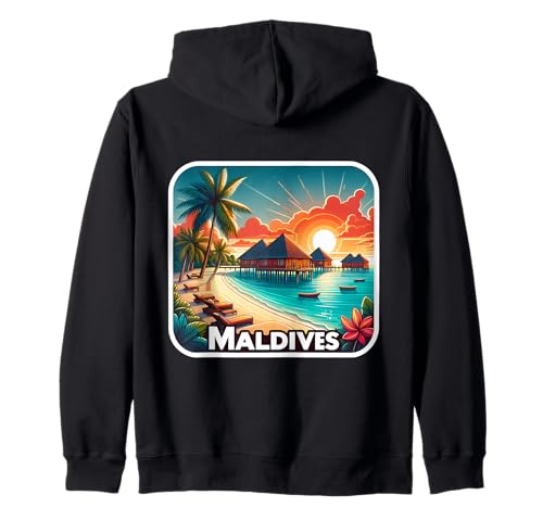 Maldivas Sandy Beach Sunset Summer Vacation Visitante Souvenir Sudadera con Capucha