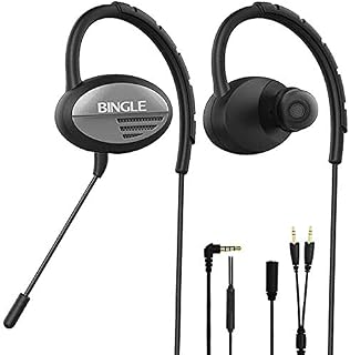 DLAND Sports Headphones Wired,Noise Cancelling Earhook Earbuds,Gaming Earphones with Detachable Microphone for PS4,Xbox,Laptop