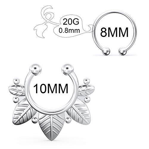 SCERRING Fake Septum Nose Hoop Rings Clear CZ Faux Non Pierced Clicker Hanger Nose Septum Ring Clip On Body Piercing Jewelry 20PCS3