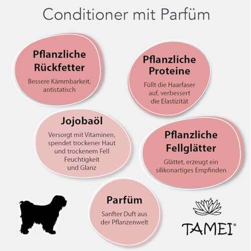 Tamei Bio Conditioner Fellspülung für Hunde - natürliche Fellpflege für alle Rassen - Leichteres Kämmen, glättet und nährt das Fell -250 ml (Nutritiv frisch) - vegan