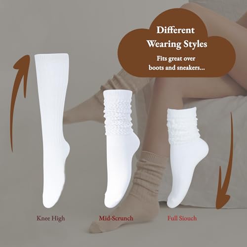 Image of Knee High Slouch Socks - Women's Scrunch Boot Socks Size 5-11 Calf Socks with Stacked Soles