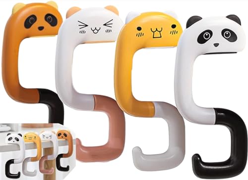 4 Ganchos para Bolsos de Mesa Plegables - Colgadores de Bolsos de Dibujos Animados, Soportes...