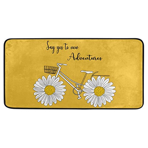 Susiyo Kitchen Mat Sunflower Daisy Bicycle Kitchen Rug Mat Anti-Fatigue Comfort Floor Mat Non Slip Oil Stain Resistant Easy To Clean Kitchen Rug Bath Rug Carpet For Indoor Outdoor Doormat #TOP13