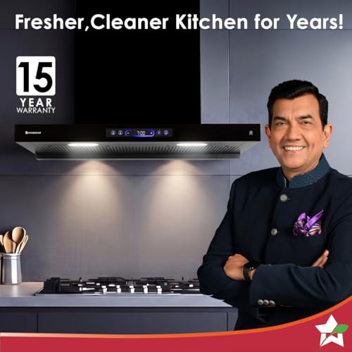 Image of Wonderchef Ultra Sleek 90cm Filterless Auto-clean Kitchen Chimney with Oil Collector, BLDC Motor, Suction 1800 m3 /hr, Motion Sensor + Touch Control, 15-Yr Warranty on Motor & 5-Yr Comprehensive, Black