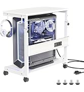 Height Adjustable Computer Tower Stand with Charge Station and USB Charging Port, 2-Tier ATX-Case...