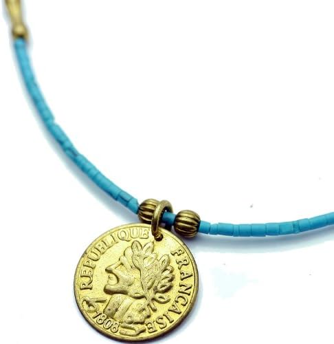 Amazon シルバーワン Sa ゴールド コイン ターコイズ ネックレス 3mm 45cm メンズ ネックレス 通販