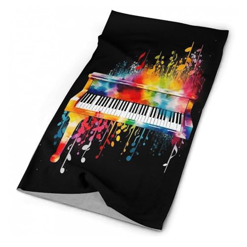 VTCTOASY Colorful Piano Keyboard Music Note Neck Gaiter Personalized Soft Windproof Face Covers Cozy Winter Neck Warmer Gator Scarfs Multipurpose Fashion Breathable Bandana Face Mask Scarf for Adult