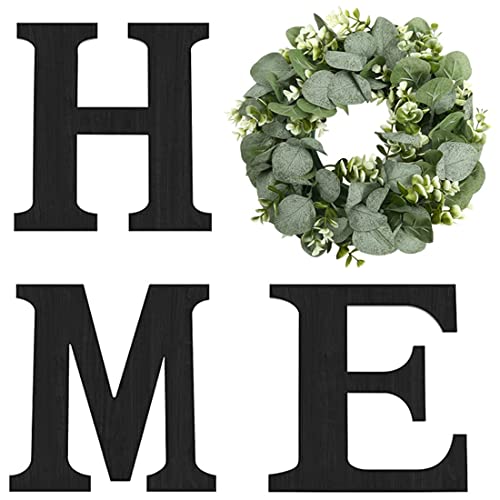 Pinkpum Wood Home Sign with Eucalyptus Wreath for O Home Decor Wall Decor
