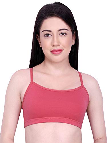 Image of INKURV Slip on Beginner's Bra for Girls, Non Padded, Non Wired, No Hooks with Double Layered Fabric, Adjustable Straps, Wirefree Sports Bra- Lisa Combo of 3 (Black Peach Rust 30B)