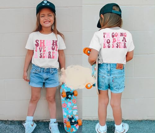 Image of LOTUCY Big Sister Shirt for Toddler Girls Cool Big Sis Club Tshirt Promoted to Big Sister Announcement Outfits