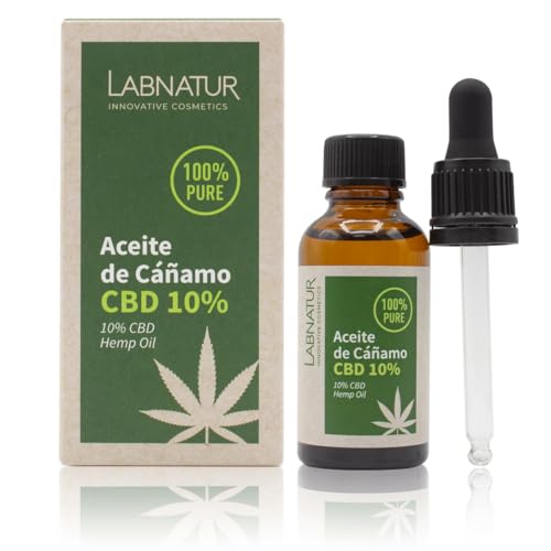 Aceite Puro 10% de CBD 30ml Labnatur. Aceite de cañamo, hidratante, antioxidante y revitalizante. Producto natural.