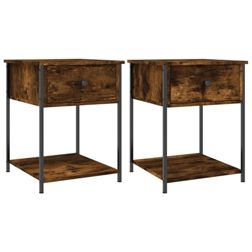 Table de chevet chêne fumé 44x45x58 cm pour une chambre ordonnée et zen